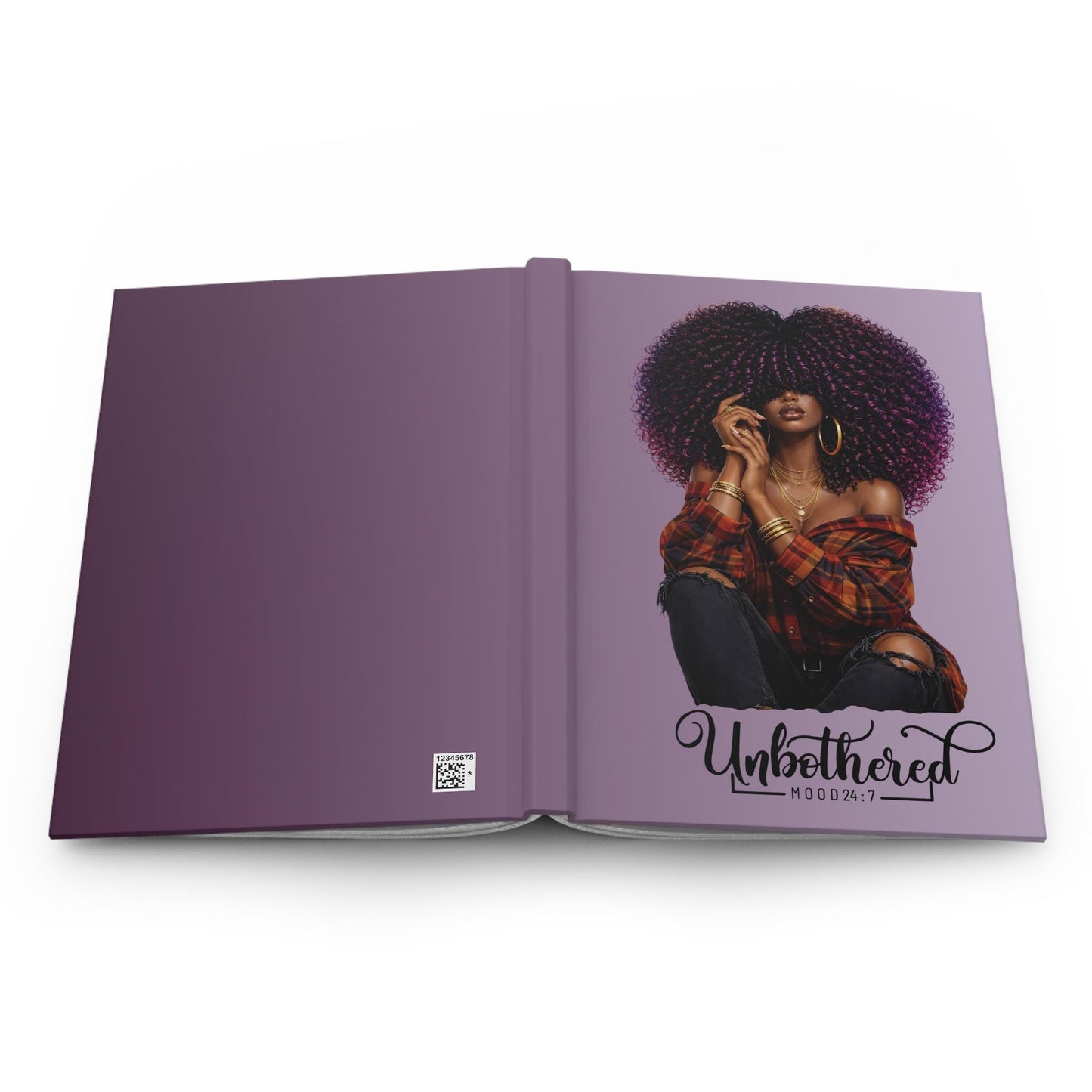 Unbothered Afro Woman Journal | Hardcover Matte Notebook