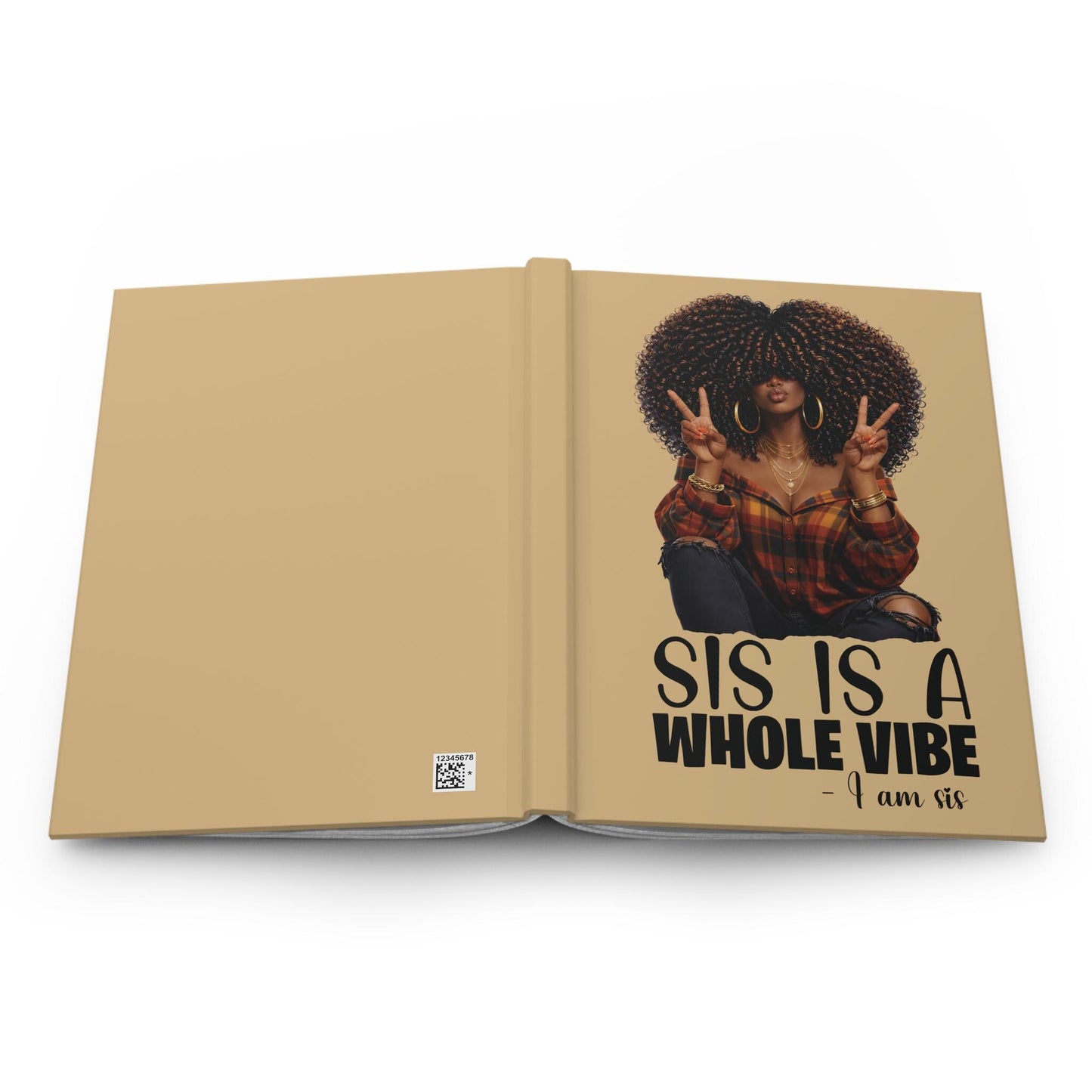 Sis Is A Whole Vibe Hardcover Journal | Afro Girl Illustration, Motivational Notebook