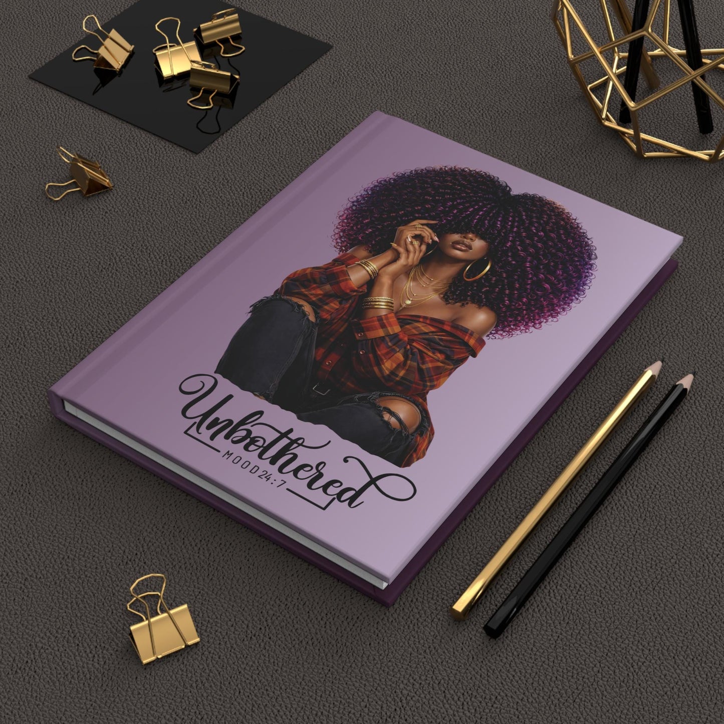 Unbothered Afro Woman Journal | Hardcover Matte Notebook