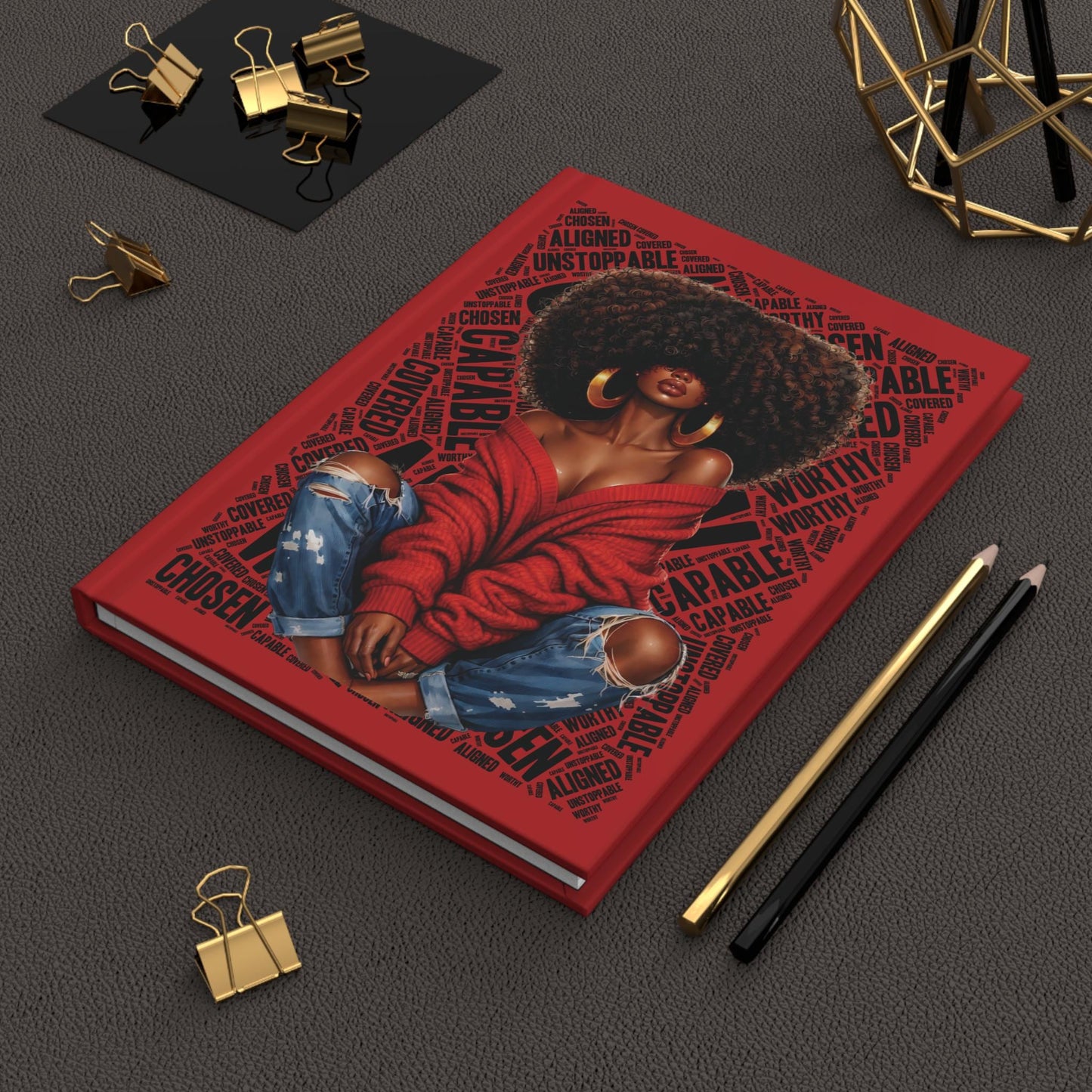 Afro Chic Woman Journal | Hardcover Notebook, Inspirational Word Collage