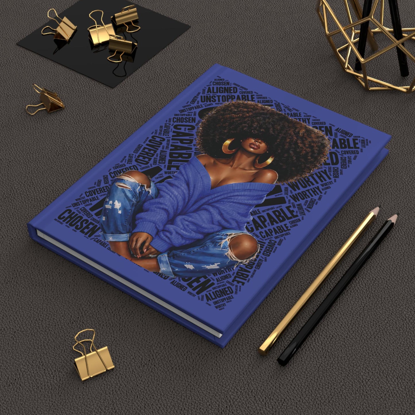 Afro Chic Woman Journal | Hardcover Notebook, Inspirational Word Collage