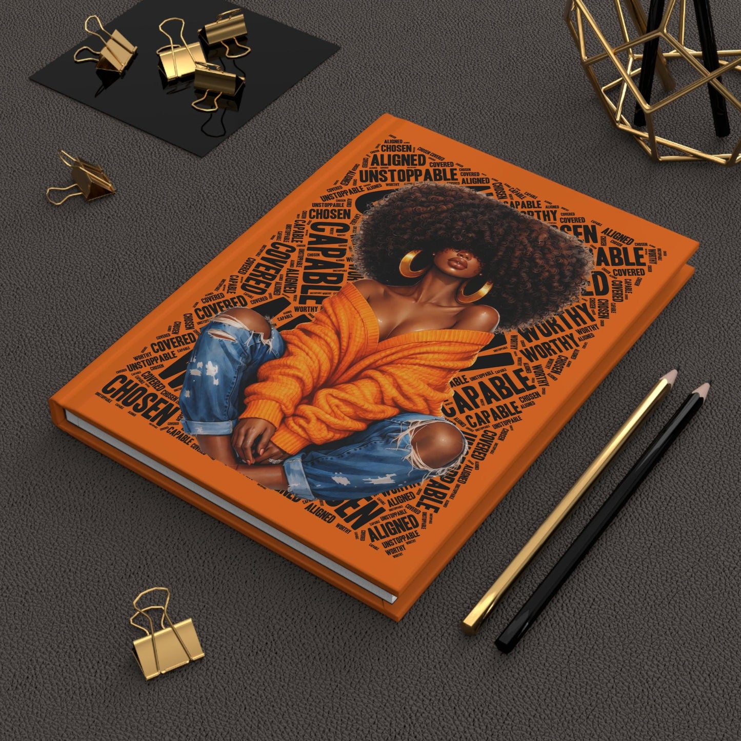 Afro Chic Woman Journal | Hardcover Notebook, Inspirational Word Collage