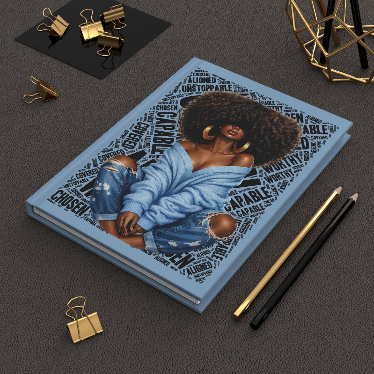 Afro Chic Woman Journal | Hardcover Notebook, Inspirational Word Collage