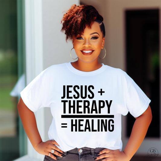 Jesus + Therapy = Healing Shirt, Christian Mental Health T-Shirt, Faith, Therapy Awareness Shirt, Christian Counselor Gift, Healing Apparel